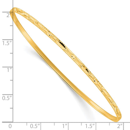 Sterling Silver Gold-tone Diamond Cut Slip-on Bangle