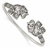 Sterling Silver Polished Antiqued Filigree Elephants Flexible Bangle
