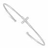 Sterling Silver Rhodium-plated CZ Cross Cuff Bangle