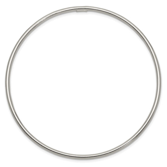 Sterling Silver Rhodium-plated Polished 2mm Slip-on Bangle Bracelet