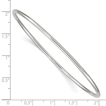 Sterling Silver Rhodium-plated 2mm Slip-on Bangle Bracelet