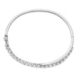 Sterling Silver Rhodium-plated Criss Cross CZ Hinged Bangle