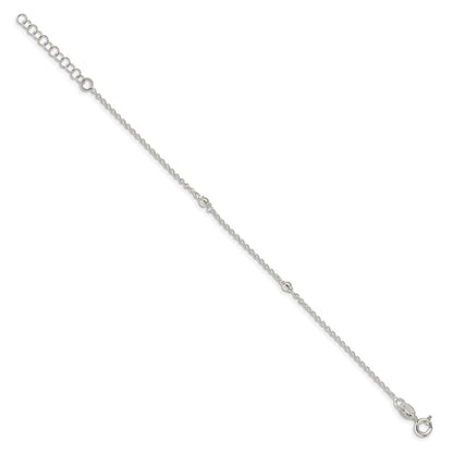Sterling Silver Stars Bangle and Bracelet w/ 1 Ext. Two Piece Set