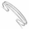 Sterling Silver Rhodium-plated Polished Three Line Cuff Bangle