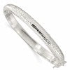 Sterling Silver Rhodium-plated Polished Diamond-cut 7.25mm Hinged  Bangle with Safety Chain