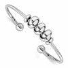 Sterling Silver Rhodium-plated Polished Knot Beads Cuff Bangle
