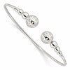 Sterling Silver Polished Beaded Cuff Bangle
