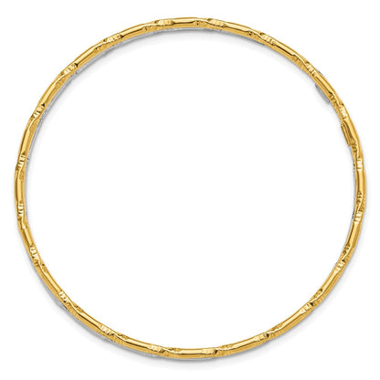 Sterling Silver Rhodium-plated Gold-tone Diamond-cut Set of 2 Bangles