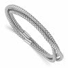 Sterling Silver Rhodium-plated Three Intertwined Stretch Mesh Slip-on Bracelet