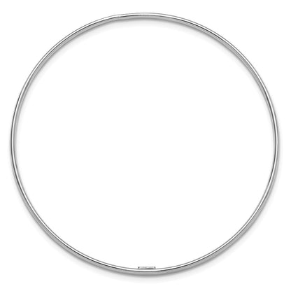 Sterling Silver Rhodium-plated Polished 2.40mm Slip on Bangle
