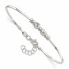 Sterling Silver Rhod-plated Polished Beads w/.75 in ext Bangle Bracelet