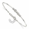Sterling Silver Rhodium-plated Polished Beads with 0.75 inch Extension Flexible Bangle Bracelet