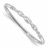 Sterling Silver Rhodium-plated Polished CZ Hook Closure Bangle Bracelet