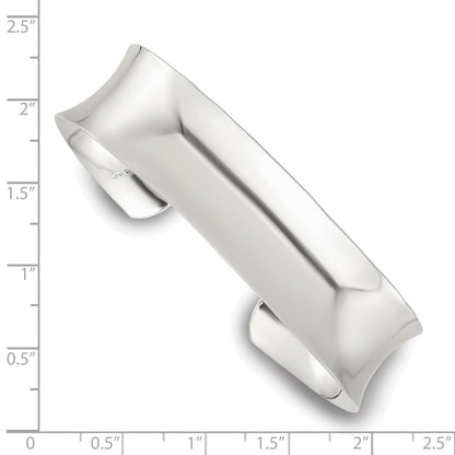 Sterling Silver Polished 15mm Concave Cuff Bangle