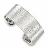 Sterling Silver Polished 25mm Flat Hammered Cuff Bangle