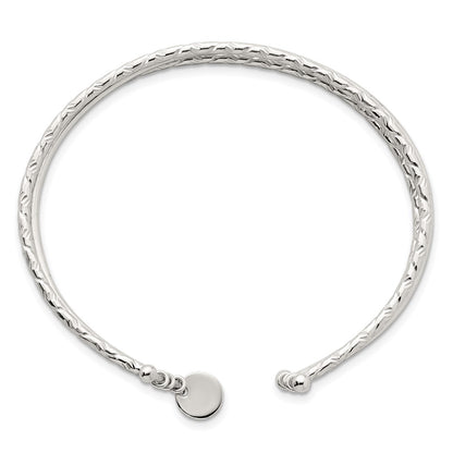 Sterling Silver Polished and Textured Triple Band Cuff Bangle Bracelet