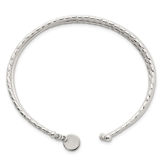 Sterling Silver Polished and Textured Triple Band Cuff Bangle Bracelet