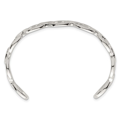 Sterling Silver Polished Anchor / Mariner Link Cuff Bangle