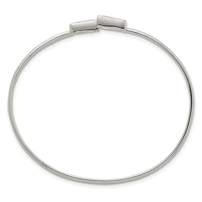 Sterling Silver Polished Tapered Baguette CZ Cuff Bangle