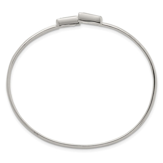 Sterling Silver Polished Tapered Baguette CZ Cuff Bangle