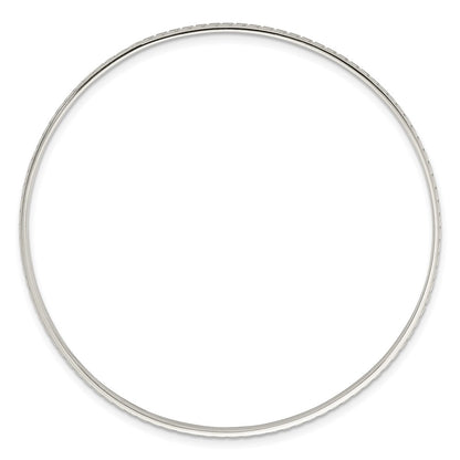 Sterling Silver Polished and Textured 2.50mm Greek Key Slip-on Bangle Bracelet