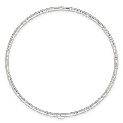 Sterling Silver Polished and Textured 2.00mm Slip-on Bangle Bracelet