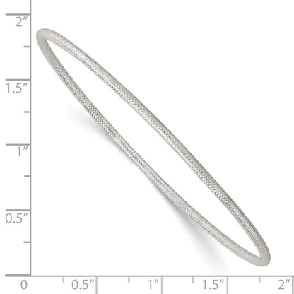 Sterling Silver Polished and Textured 2.00mm Slip-on Bangle Bracelet