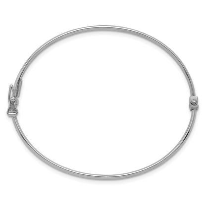 Sterling Silver Rhodium-plated Polished 3.00mm Hinged Bangle