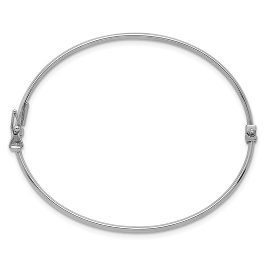 Sterling Silver Rhodium-plated Polished 3.00mm Hinged Bangle