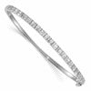 Sterling Silver Rhodium-plated Polished Round and Emerald-shape CZ Fancy Hinged Bangle