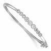 Sterling Silver Rhodium-plated Polished and Textured Bezel-set Graduated CZ Hinged Bangle
