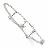 Sterling Silver Polished Anchor and Starfish Charms Half Bangle Bracelet