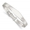 Sterling Silver Polished White CZ Claddagh Expandable Slip-on Baby ID Bangle