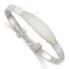 Sterling Silver Polished Textured Floral Expandable Slip-on Baby ID Bangle