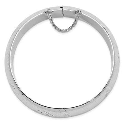 Sterling Silver Rhodium-plated D/C 20mm Hinged Bangle Bracelet