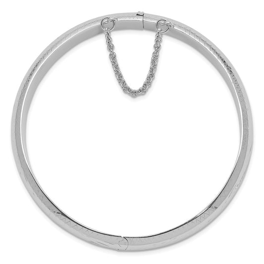 Sterling Silver Rhodium-plated D/C 10.25mm Hinged Bangle Bracelet