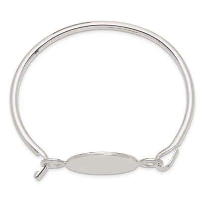 Sterling Silver Bangle w/Round ID Plate Bracelet