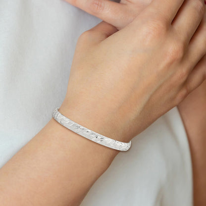 Sterling Silver 6.5mm Diamond-cut Flexible Bangle