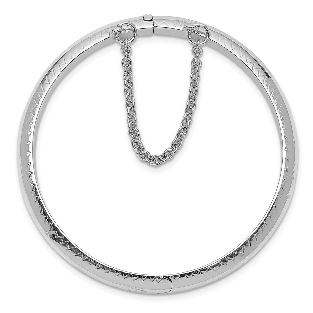 Sterling Silver RH-plated Polished D/C 5mm Hinged Baby Bangle Bracelet