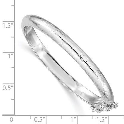 Sterling Silver RH-plated Polished D/C 5mm Hinged Baby Bangle Bracelet