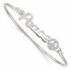 Sterling Silver Rhodium-plated Polished PEACE with CZ Peace Sign Hook Closure Bangle