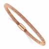 Sterling Silver Rose-tone Fancy Chain Magnetic Clasp Bracelet