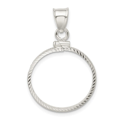 Wideband Distinguished Coin Jewelry Sterling Silver Polished and Diamond-cut 21.1 x 2.0mm $0.05 Screw Top Coin Bezel Pendant