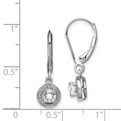Sterling Silver Rhodium-plated Diam. & White Topaz Earrings