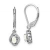Sterling Silver Rhodium-plated Diam. & Created Opal Earrings