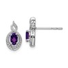 Sterling Silver Rhodium-plated Amethyst & Diam. Earrings