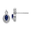 Sterling Silver Rhodium-plated Created Sapphire & Diam. Earrings