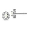 Sterling Silver Rhodium-plated Created Opal & Diam. Earrings