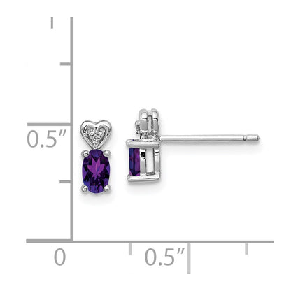 Sterling Silver Rhodium-plated Amethyst & Diam. Earrings