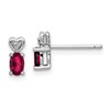 Sterling Silver Rhodium-plated Created Ruby & Diam. Earrings
